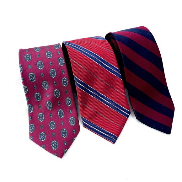 Vintage Lot Abercrombie Fitch Repp Red Blue Silk Neck Ties Mens English Preppy - Picture 2 of 11